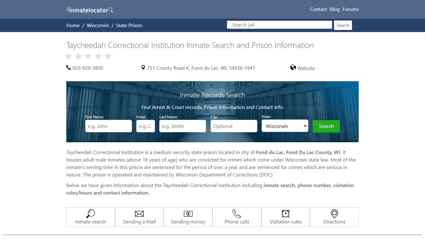 Taycheedah Correctional Institution Inmate Search ...