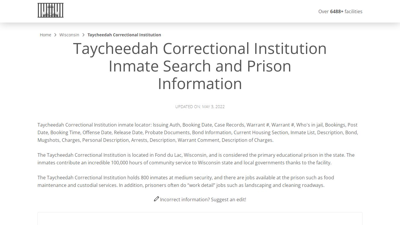 Taycheedah Correctional Institution Inmate Search ...
